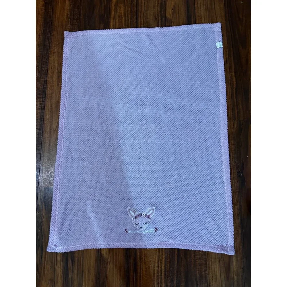 Zak & Zoey Waffle Weave Purple Pink Mommy Loves‎ Me Deer Baby Security Blanke